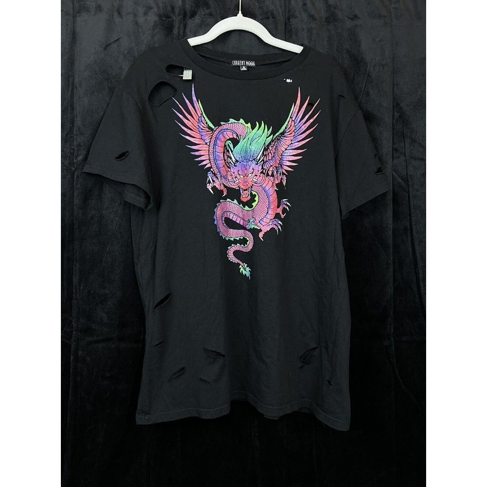 Current Mood  Color Full Dragon short sleeve Black Shirt Small